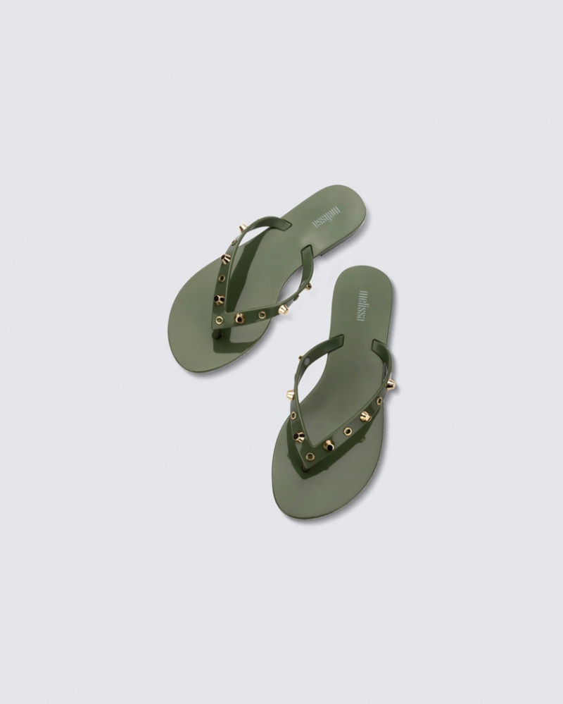 Green Women's Melissa Harmonic Studs Flip Flops | AOXR-48725 | USA