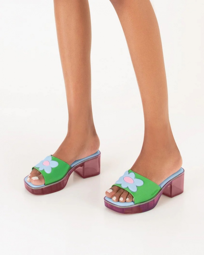 Green Women's Melissa LAZY OAF Shape Mules | XIRE-72563 | USA