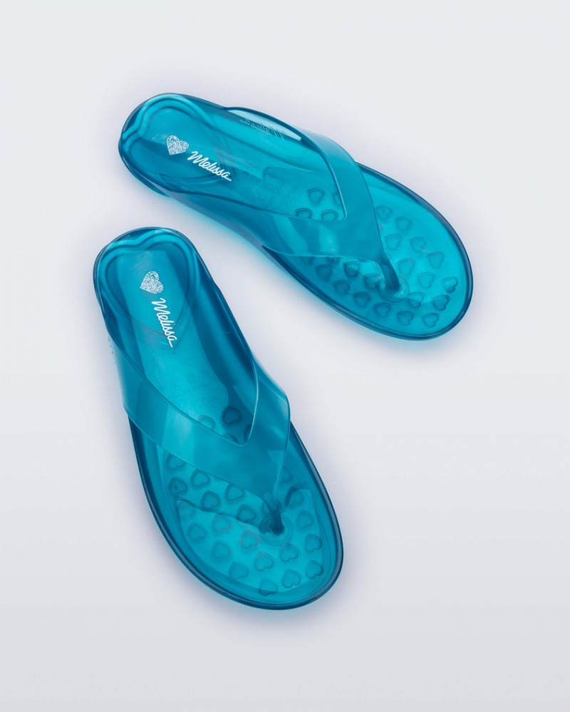 Grey Blue Women's Melissa Real Jelly Flip Flops | OGIW-39546 | USA