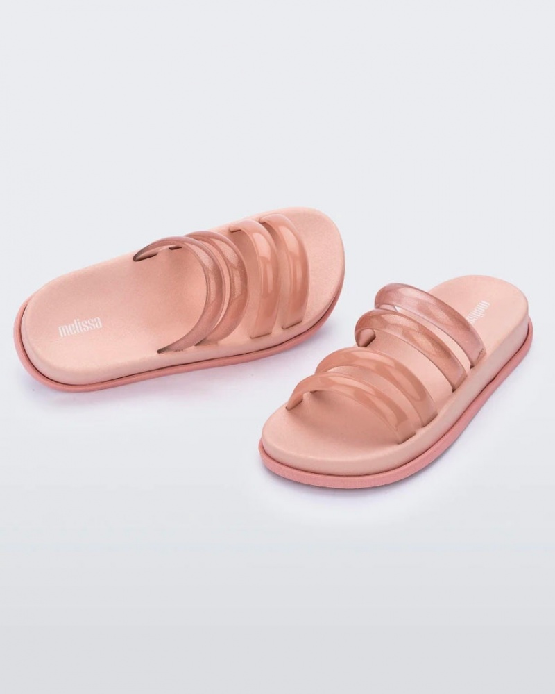 Grey Pink Women's Melissa Soft Wave Slides | XWEK-06734 | USA