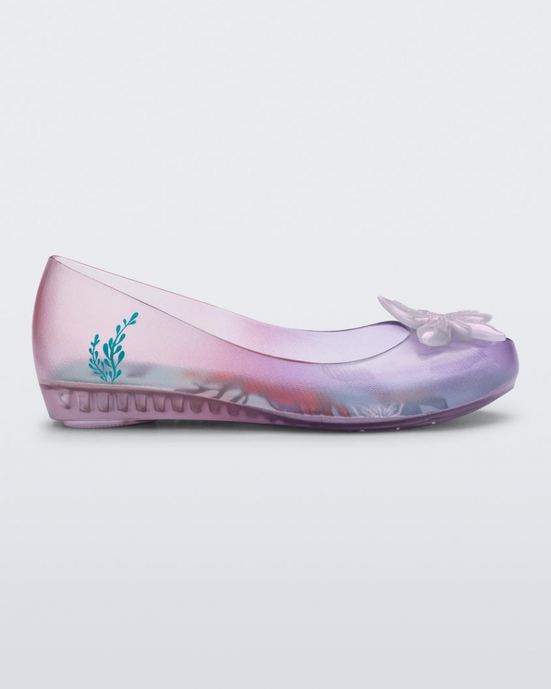 Grey Purple Pink Kids\' Melissa Mini Disney Ultragirl Little Mermaid Flats | XHBI-91846 | USA