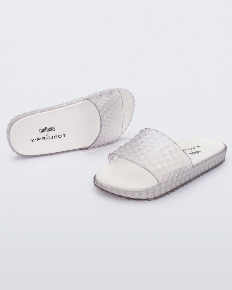 Grey White Women's Melissa Y/PROJECT Court Slides | QUEH-78413 | USA