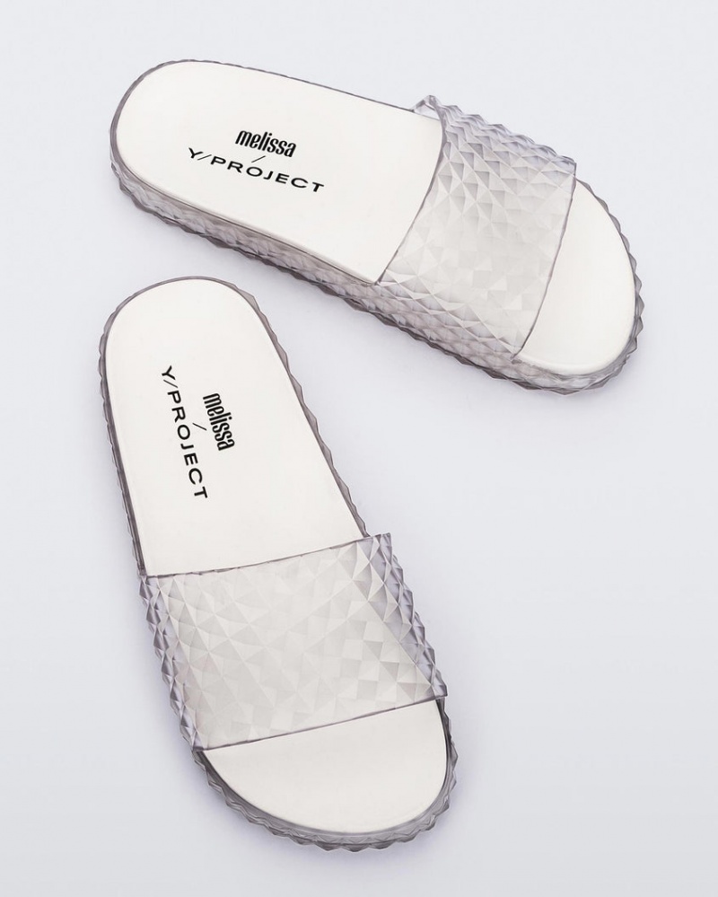 Grey White Women's Melissa Y/PROJECT Court Slides | QUEH-78413 | USA