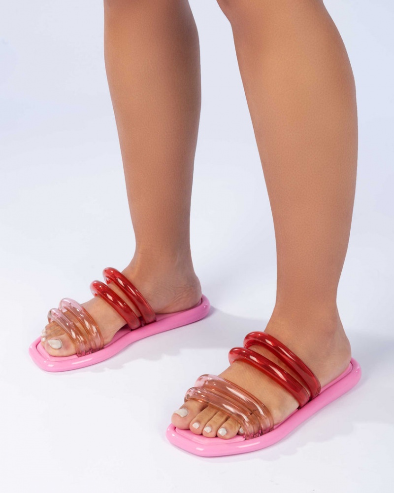 Pink Women's Melissa Airbubble Slides | ZUBW-13564 | USA