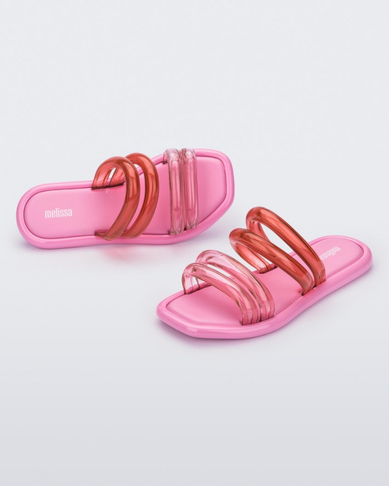 Pink Women's Melissa Airbubble Slides | ZUBW-13564 | USA