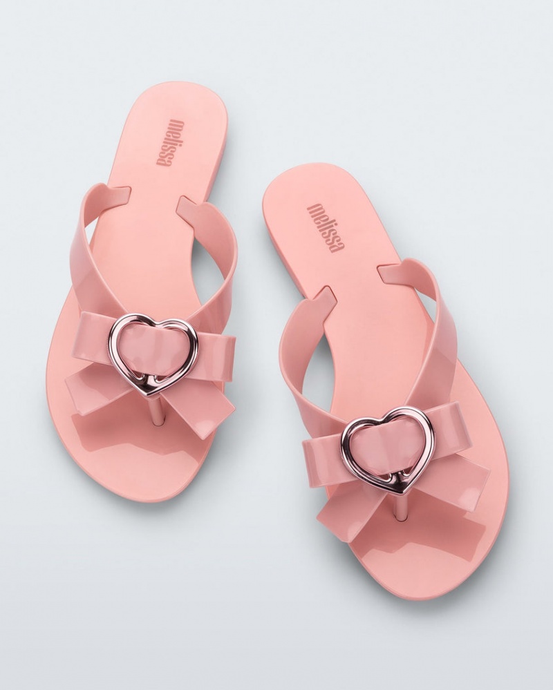 Pink Women's Melissa Harmonic Heart Flip Flops | JRZN-81036 | USA