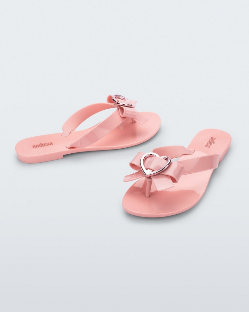 Pink Women's Melissa Harmonic Heart Flip Flops | JRZN-81036 | USA