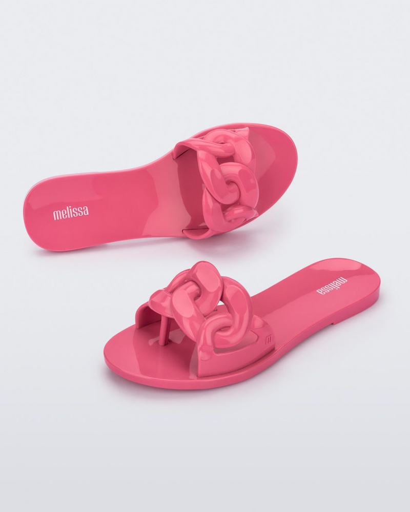 Pink Women's Melissa Jelly Chain Slides | DKYQ-54871 | USA