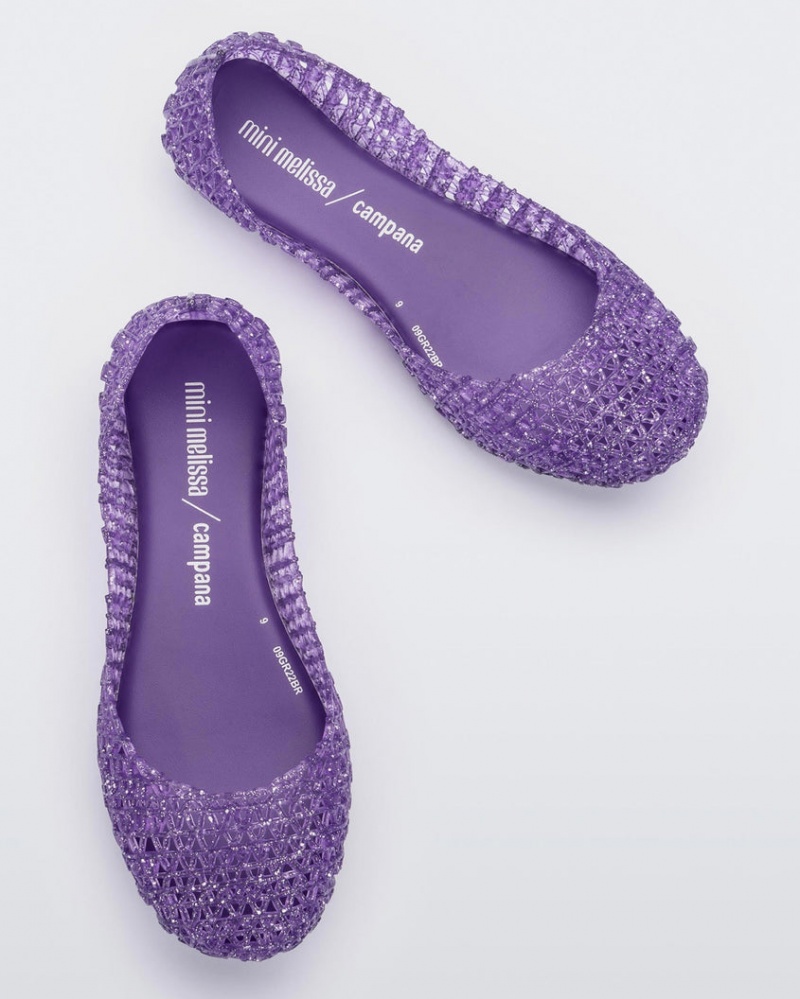 Purple Kids' Melissa Mini Campana Flats | OMQV-37108 | USA