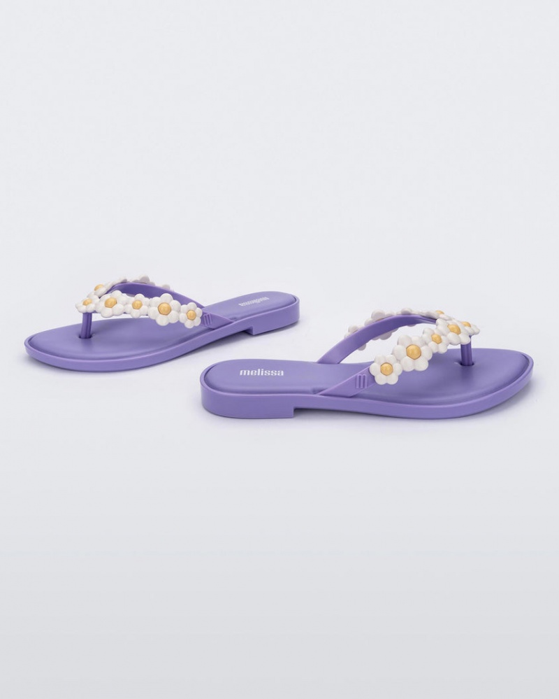 Purple White Women's Melissa Spring Flip Flops | KOZT-06584 | USA