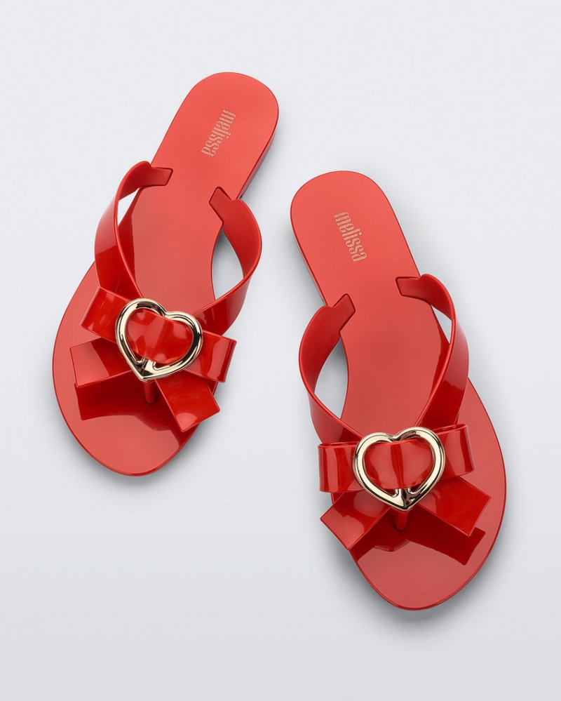 Red Women's Melissa Harmonic Heart Flip Flops | NMLZ-58693 | USA