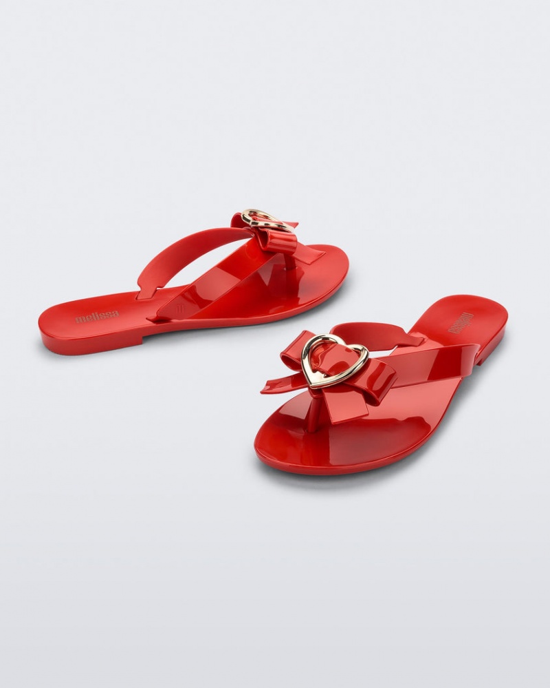 Red Women's Melissa Harmonic Heart Flip Flops | NMLZ-58693 | USA