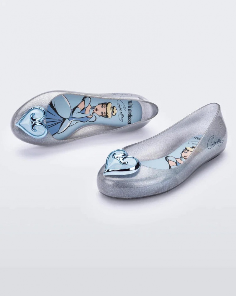 Silver Kids' Melissa Mini Disney Sweet Love Princess Flats | VJPK-09523 | USA