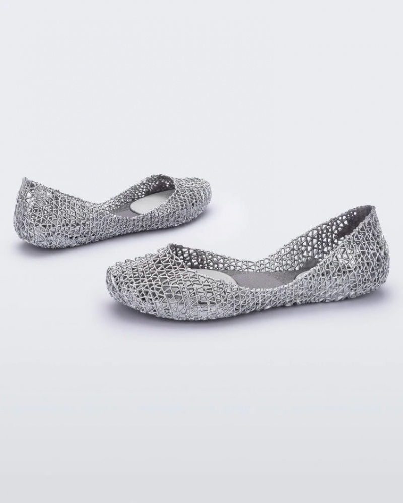 Silver Women's Melissa Campana Flats | ZHFB-87236 | USA