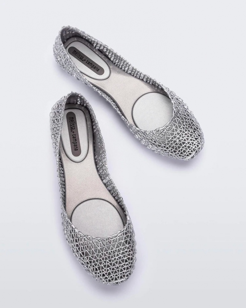 Silver Women's Melissa Campana Flats | ZHFB-87236 | USA