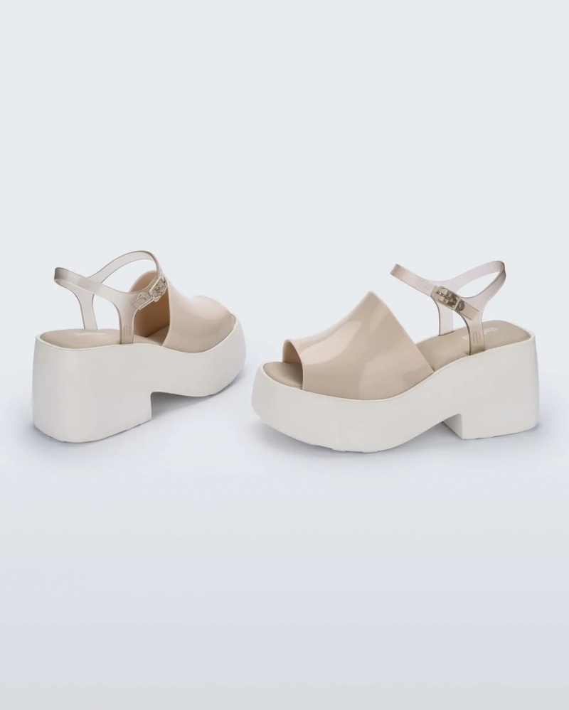 White Beige Women's Melissa Pose Sandals | NHIL-08513 | USA