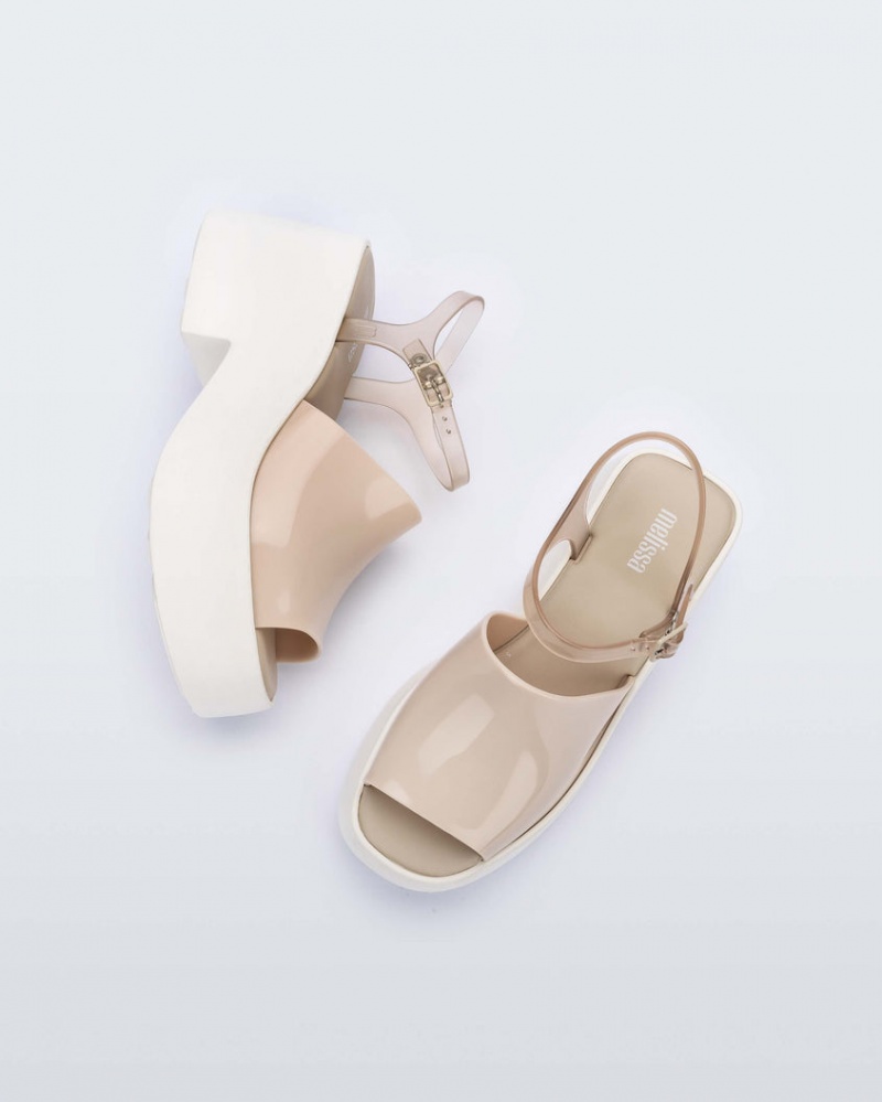 White Beige Women's Melissa Pose Sandals | NHIL-08513 | USA