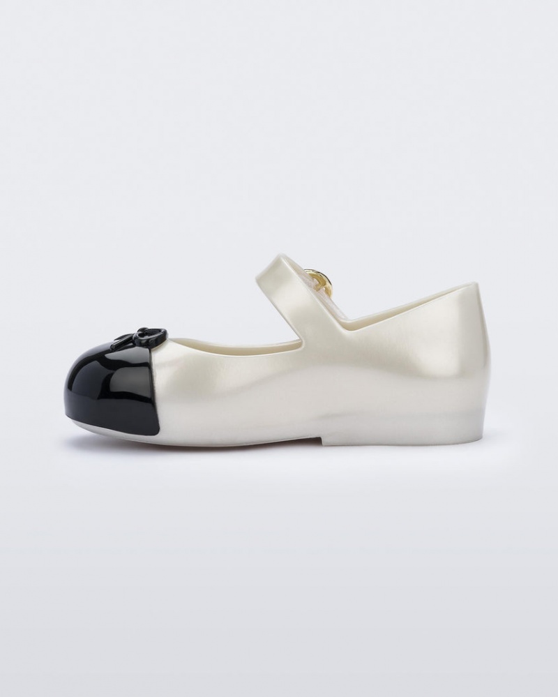 White Black Baby Melissa Mini Sweet Love Cap Toe Flats | QTEW-10346 | USA