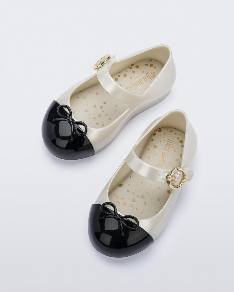 White Black Baby Melissa Mini Sweet Love Cap Toe Flats | QTEW-10346 | USA