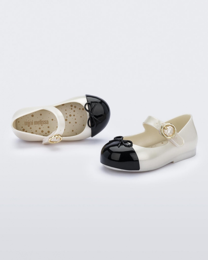 White Black Baby Melissa Mini Sweet Love Cap Toe Flats | QTEW-10346 | USA