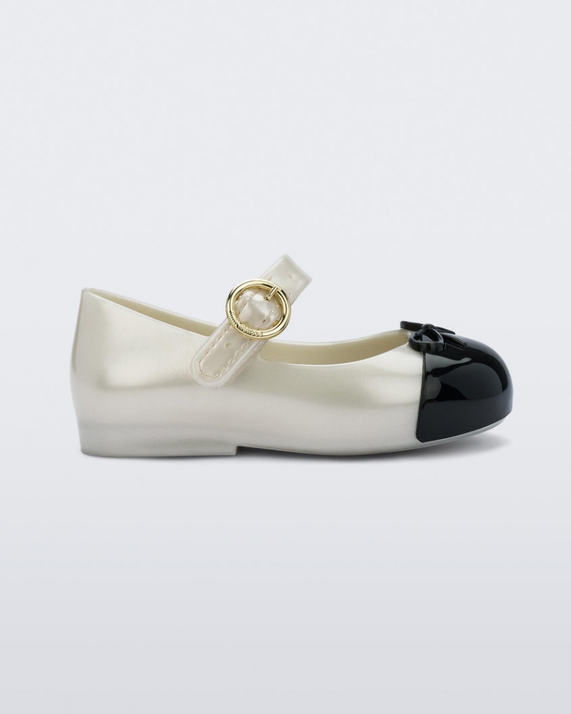 White Black Baby Melissa Mini Sweet Love Cap Toe Flats | QTEW-10346 | USA