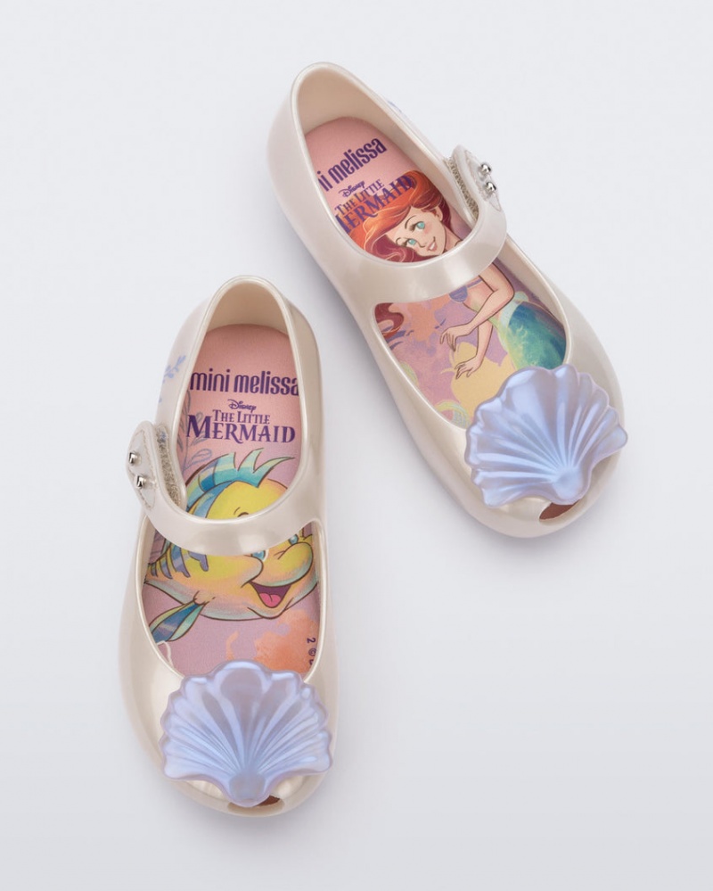 White Blue Baby Melissa Mini Disney Ultragirl Little Mermaid Flats | RJPU-10943 | USA