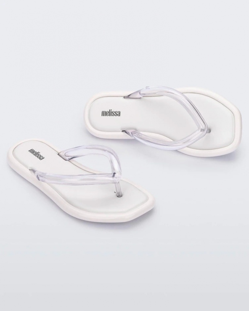 White Grey Women's Melissa Airbubble Flip Flops | GETK-08216 | USA