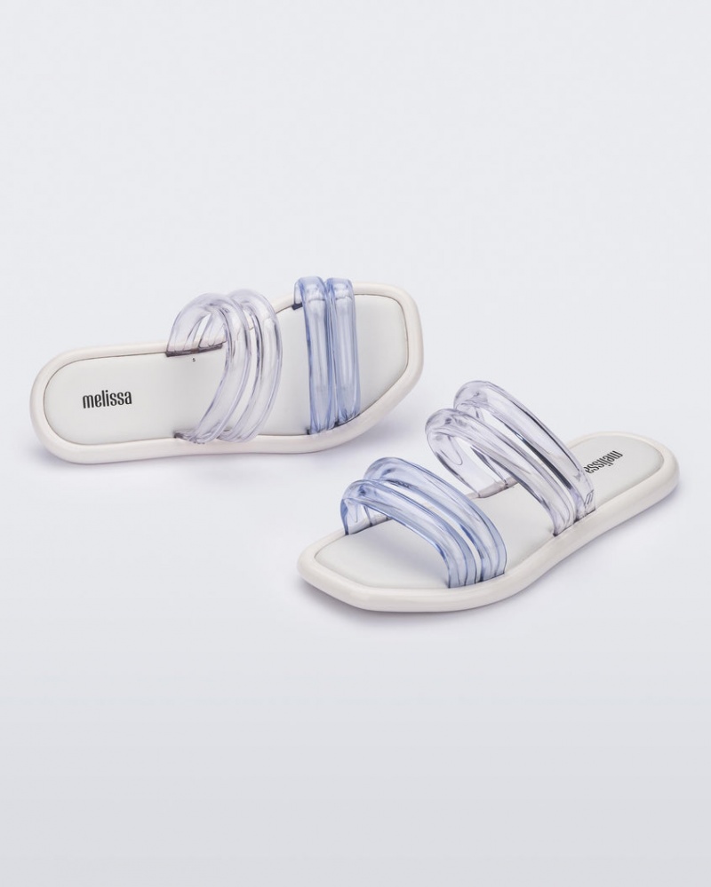 White Grey Women's Melissa Airbubble Slides | YEUW-37490 | USA