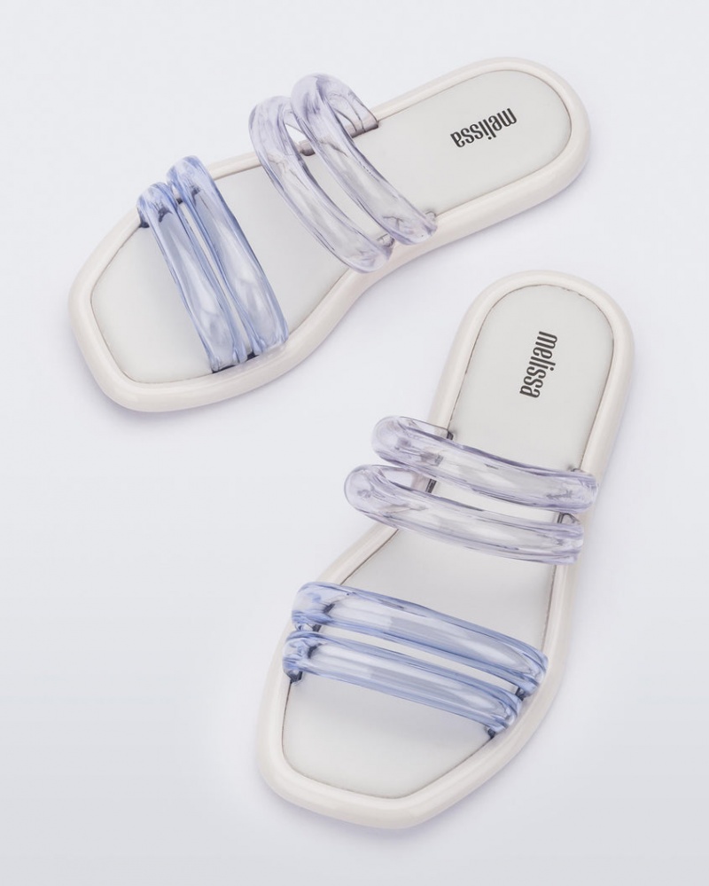 White Grey Women's Melissa Airbubble Slides | YEUW-37490 | USA