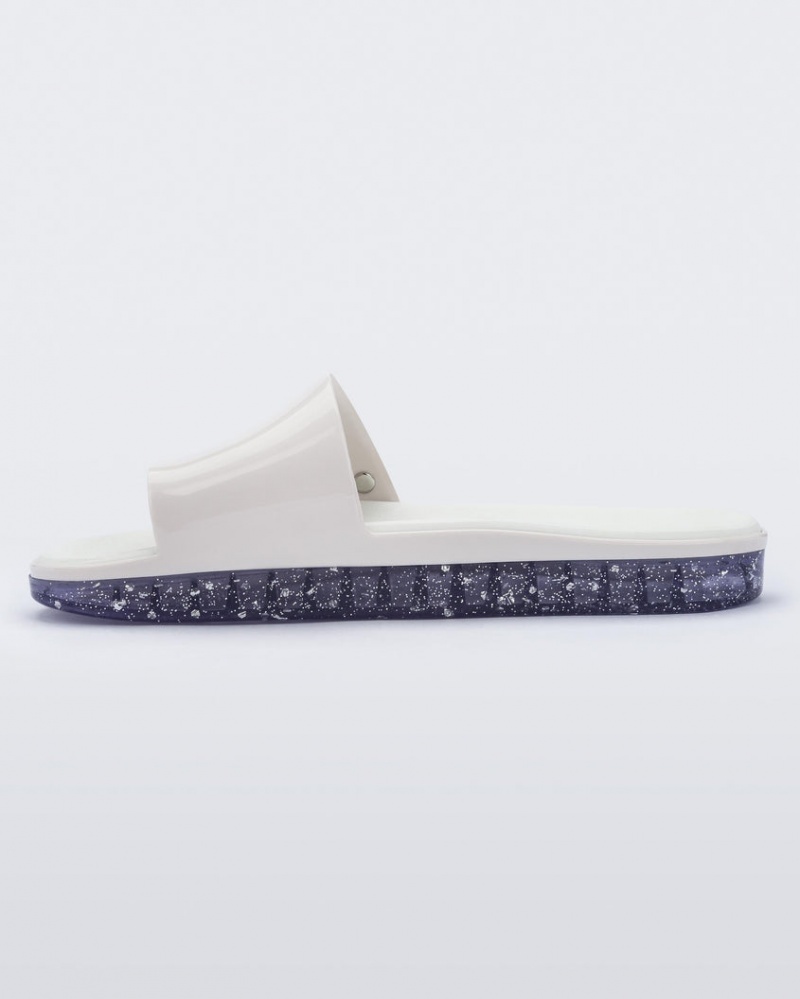 White Grey Women's Melissa Beach Slides | QWJX-80129 | USA