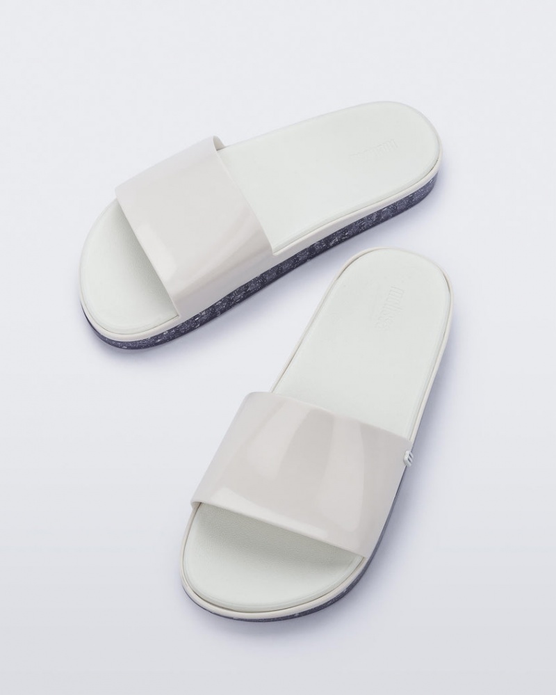 White Grey Women's Melissa Beach Slides | QWJX-80129 | USA