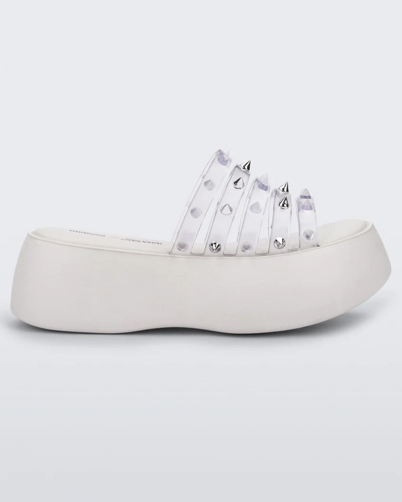 White Grey Women\'s Melissa JEAN PAUL GAULTIER Punk Love Becky Slides | WTXN-20314 | USA