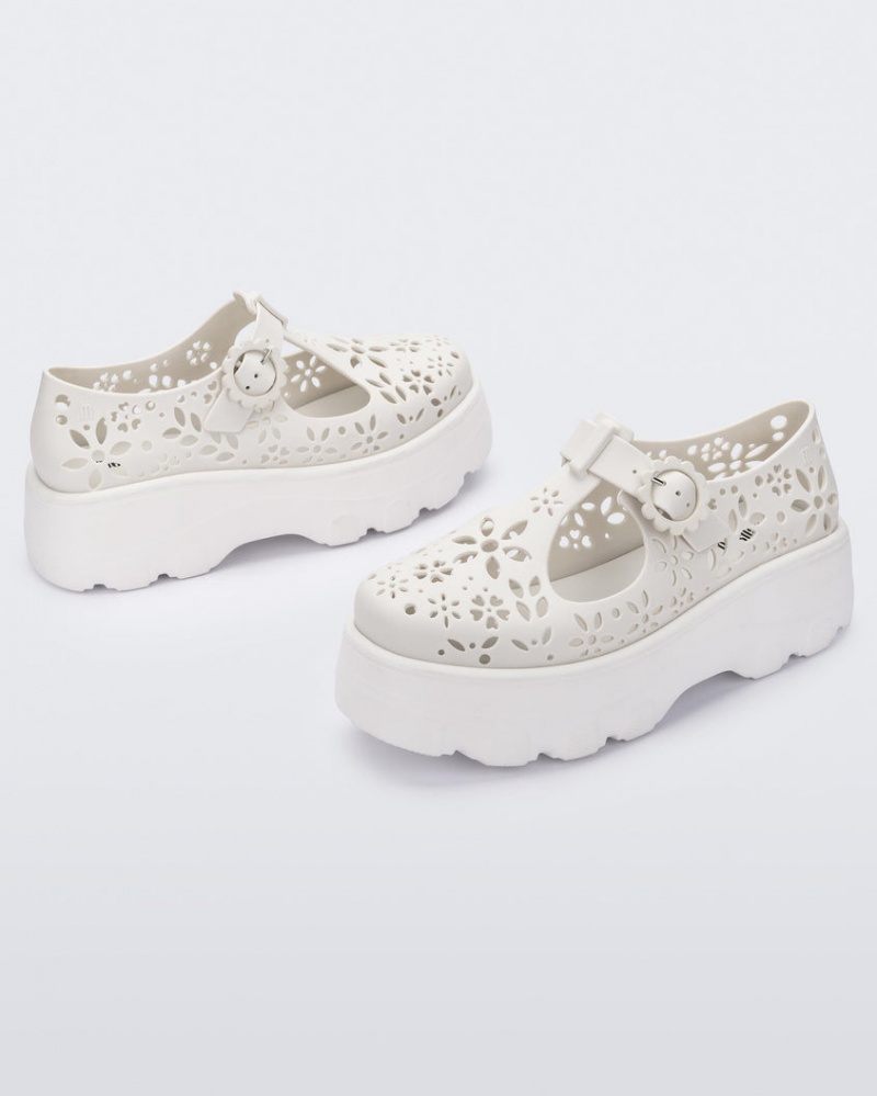 White Women's Melissa Kick Off Lace Platforms | DPCA-97124 | USA