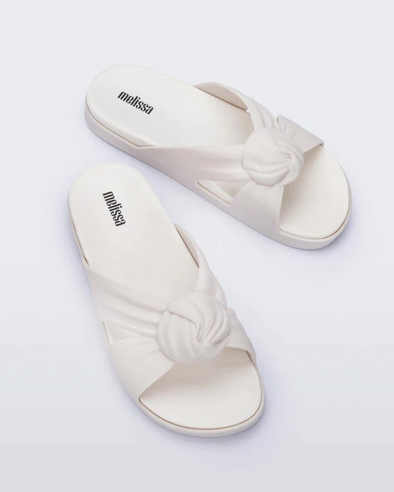 White Women's Melissa Plush Slides | RQUC-16730 | USA