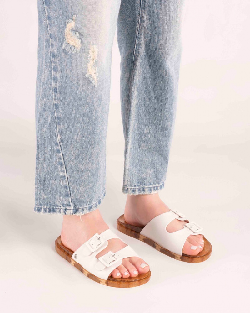 White Women's Melissa Wide Slides | YTIZ-12430 | USA