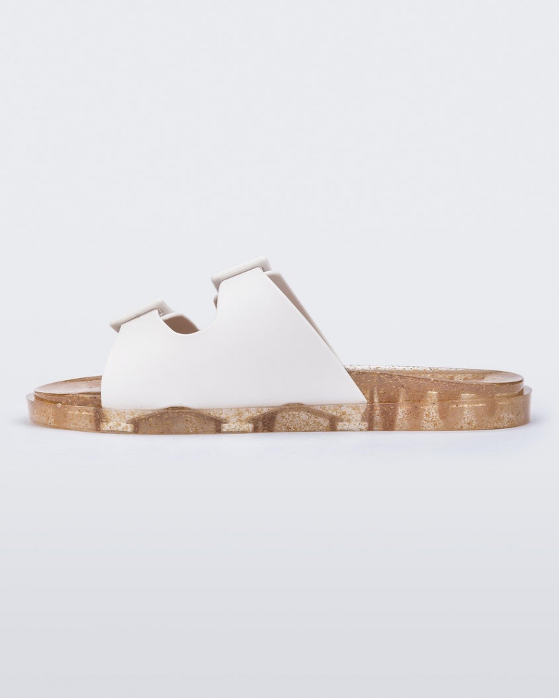 White Women's Melissa Wide Slides | YTIZ-12430 | USA