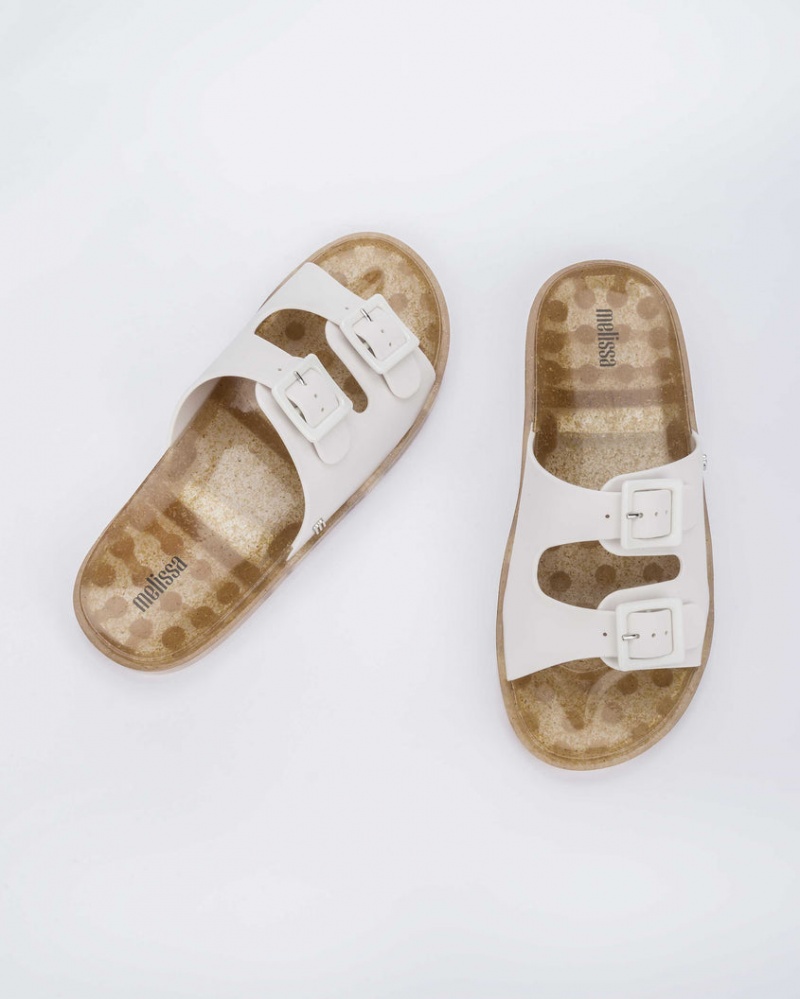 White Women's Melissa Wide Slides | YTIZ-12430 | USA