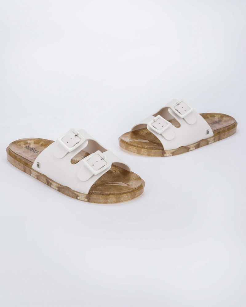 White Women's Melissa Wide Slides | YTIZ-12430 | USA