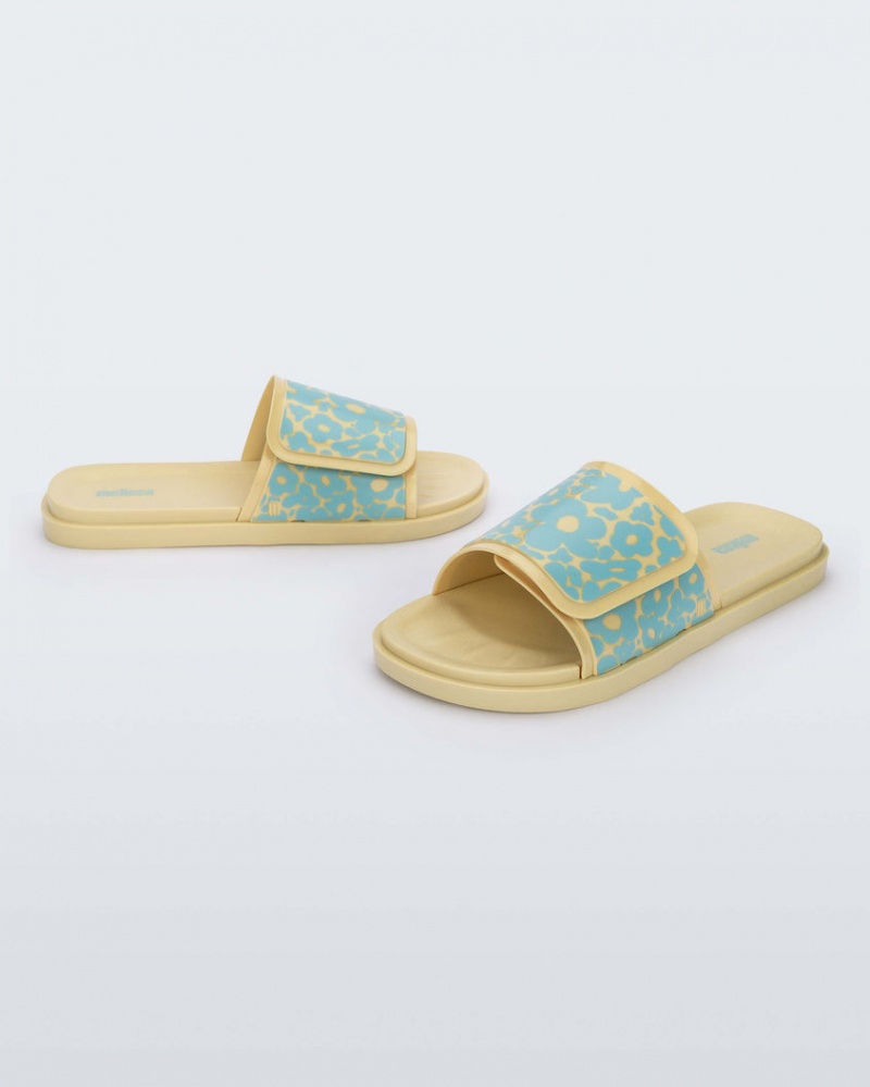 Yellow Blue Women's Melissa Brave Slides | SIJC-83450 | USA