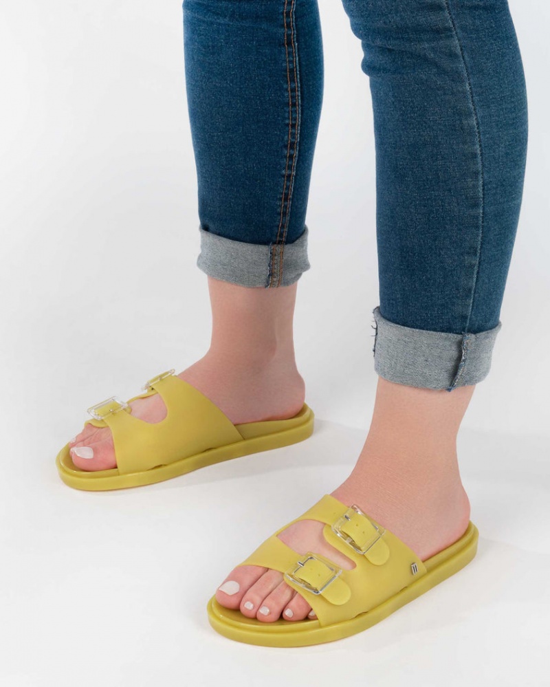 Yellow Women's Melissa Wide Slides | DOMS-96251 | USA